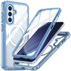 Front. Dteck - 360 Full-Body Case for Samsung Galaxy A36 5G with Built-in Screen Protector, Magnetic Rugged Shockproof Protective Cover - Blue.