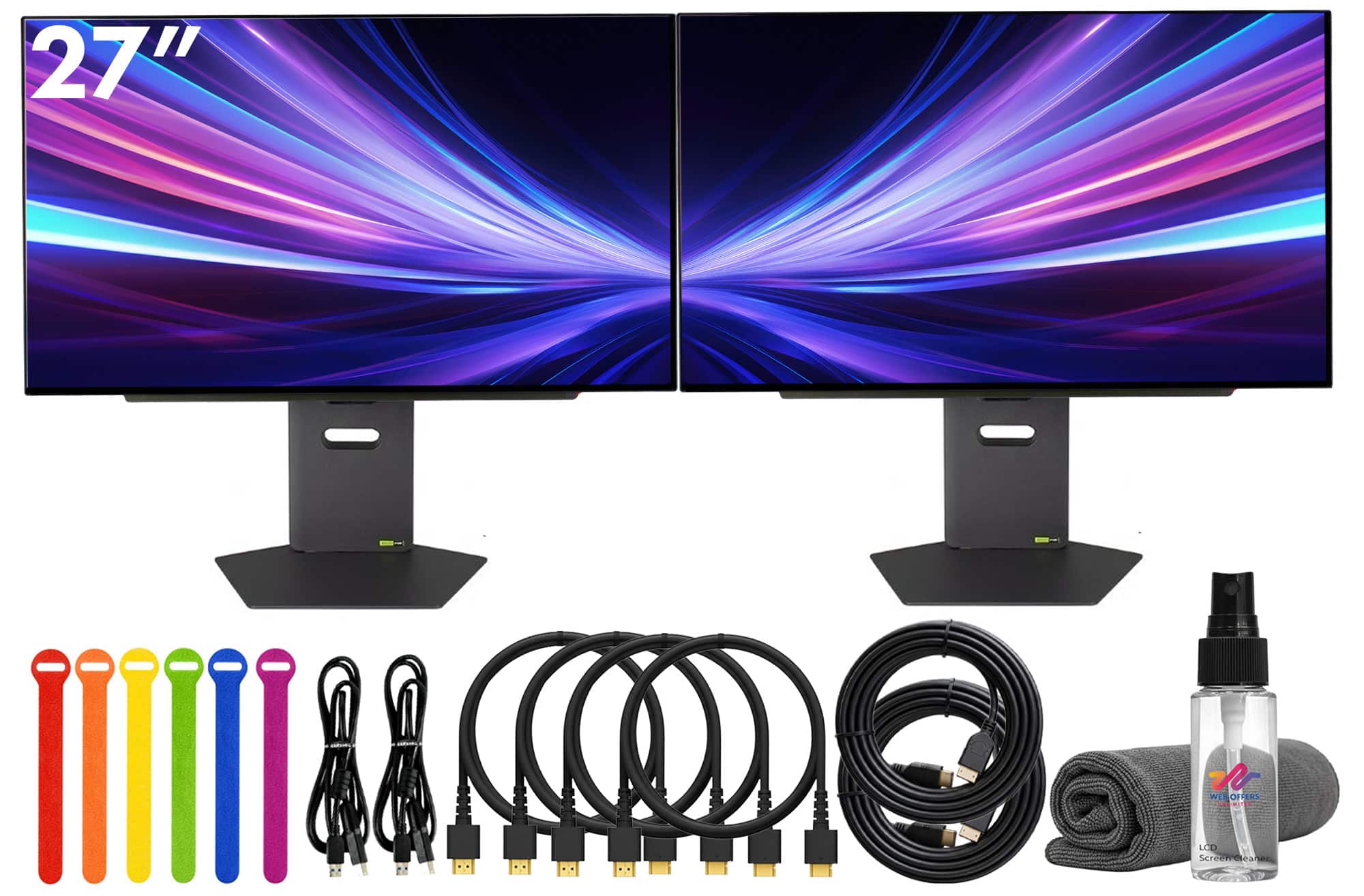 LG - UltraGear OLED 27GX790A-B 27" QHD (2560×1440) Monitor (2-Pack) + HDMI Cable + More