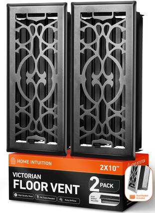 HOME INTUITION
VICTORIAN FLOOR VENT 2X10" 2 PACK
High Quality Steel
No Tools Needed
Easy Airflow
Dust Basket Included