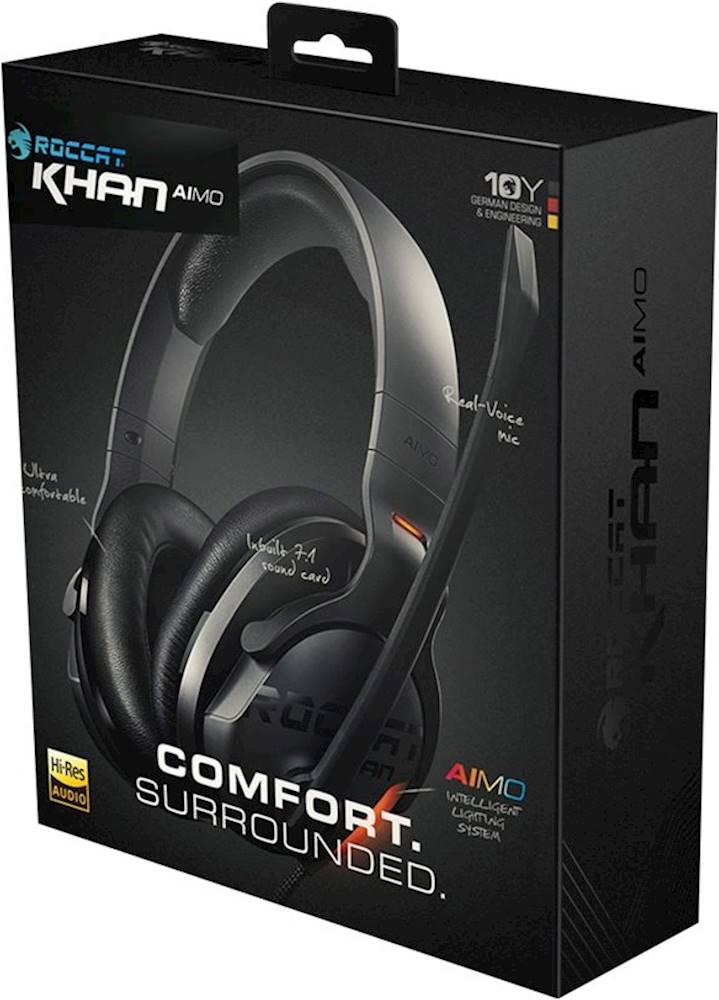 Roccat Khan Aimo Rgb Wired Hi Res 7 1 Surround Sound Gaming Headset Black Roc 14 800 Best Buy