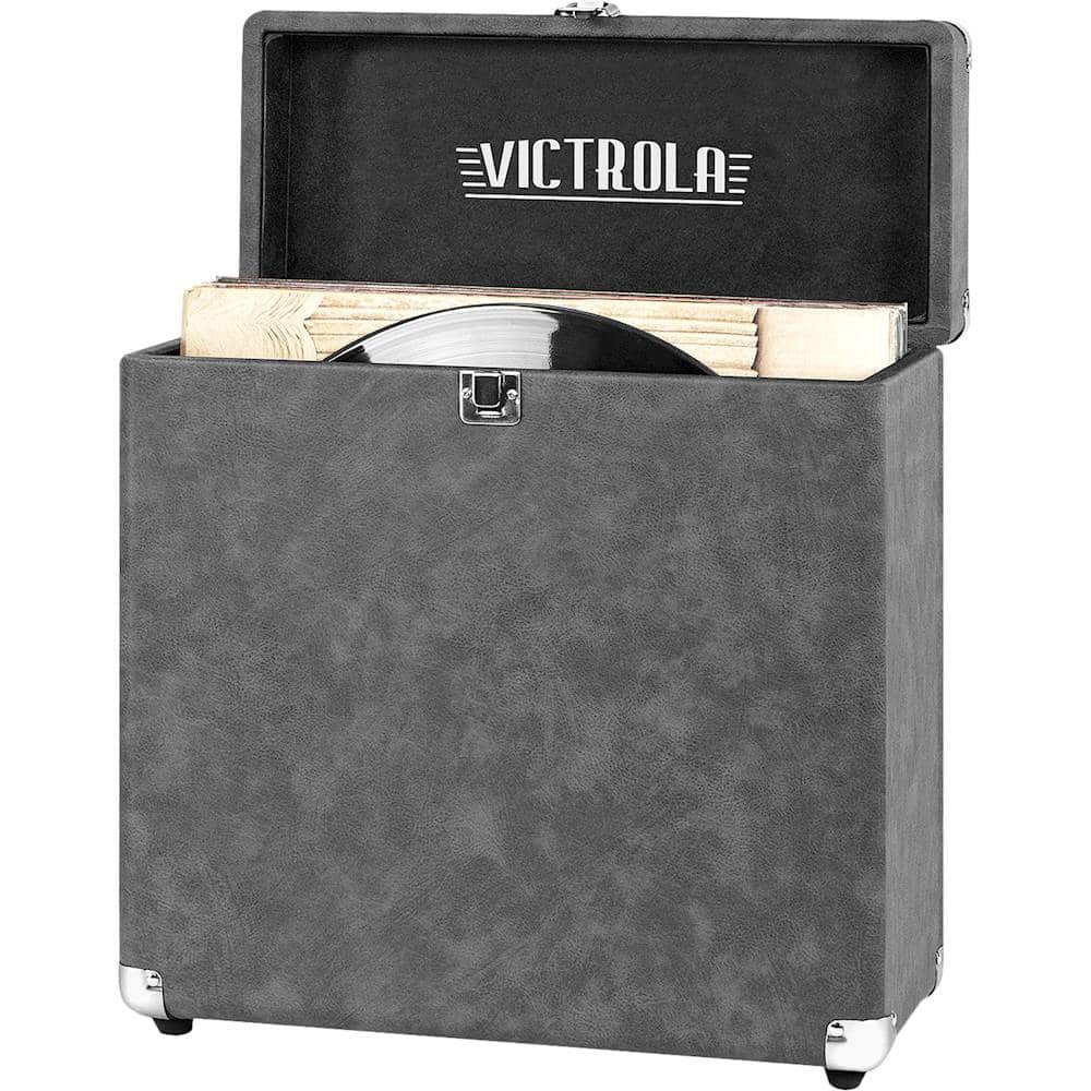 Alt View 11. Victrola - Storage Case for Vinyl Turntable Records - Gray.