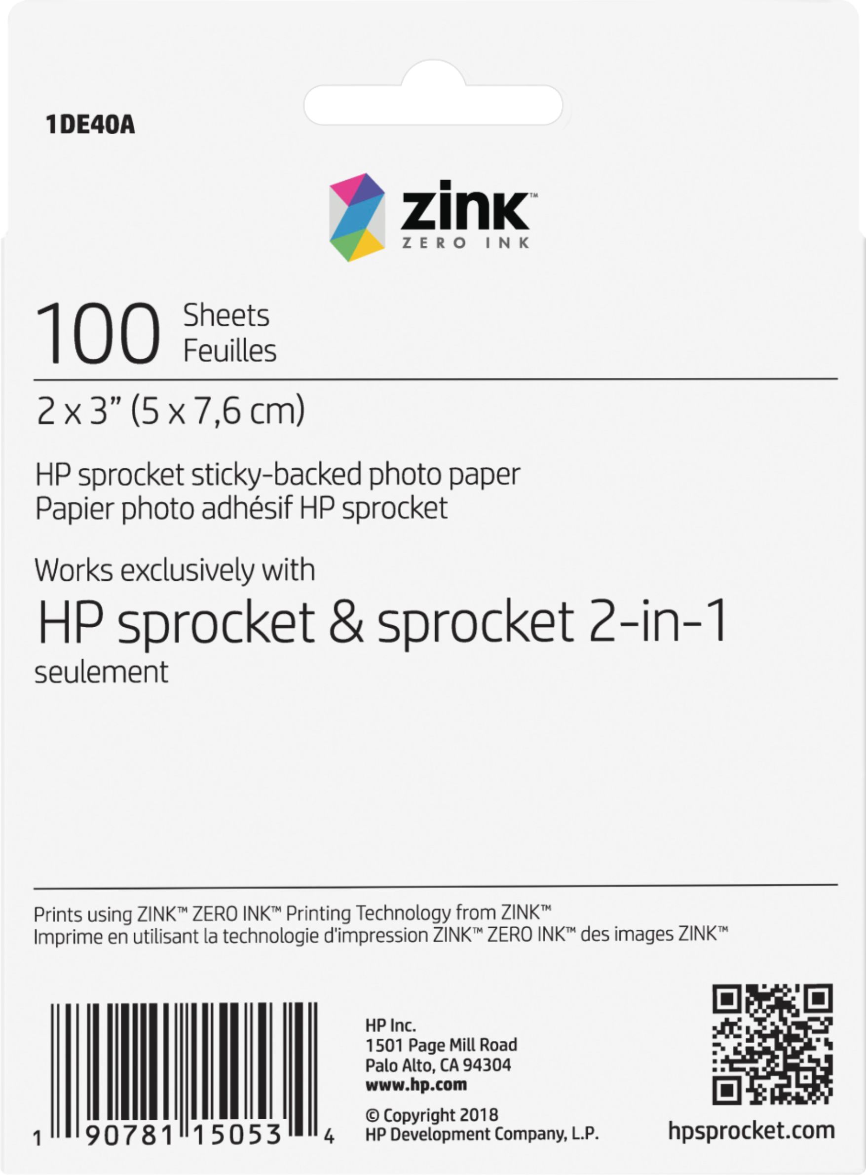 Hp Sprocket 2x3 - Papier Photo Zinc 5x7,6cm - Pack De 50 Feuilles