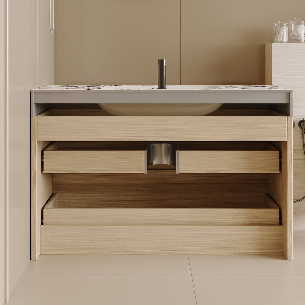 Alt View 3. Loheer - Loheer 29.9 inch floating bathroom vanity Wall Mounted Vanity with Sink White Wood - White/Wood.