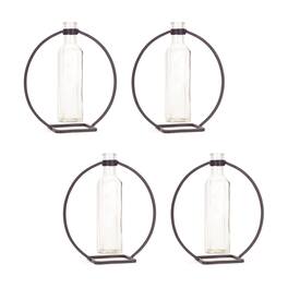 BreeBe - Modern Hanging Bottle Vase in Circle Stand (Set of 4) - Gray