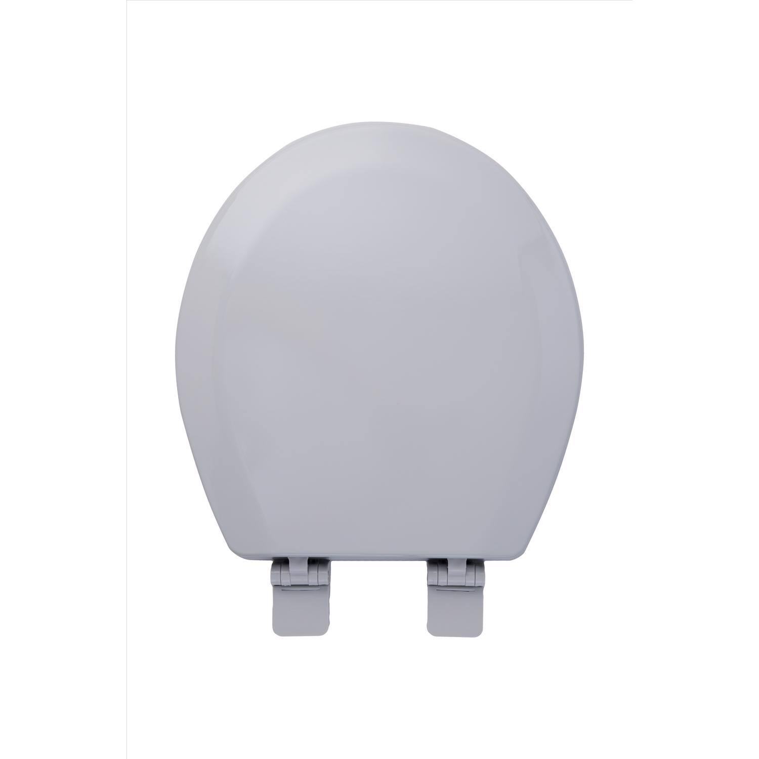 Angle. OAKBROOK - OakBrook Collection Laurel Round Silver Wood Toilet Seat - Silver.