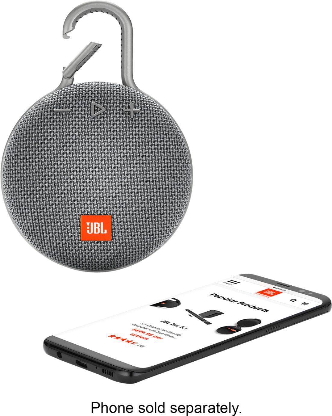 Alt View 13. JBL - Clip 3 Portable Bluetooth Speaker - Gray.