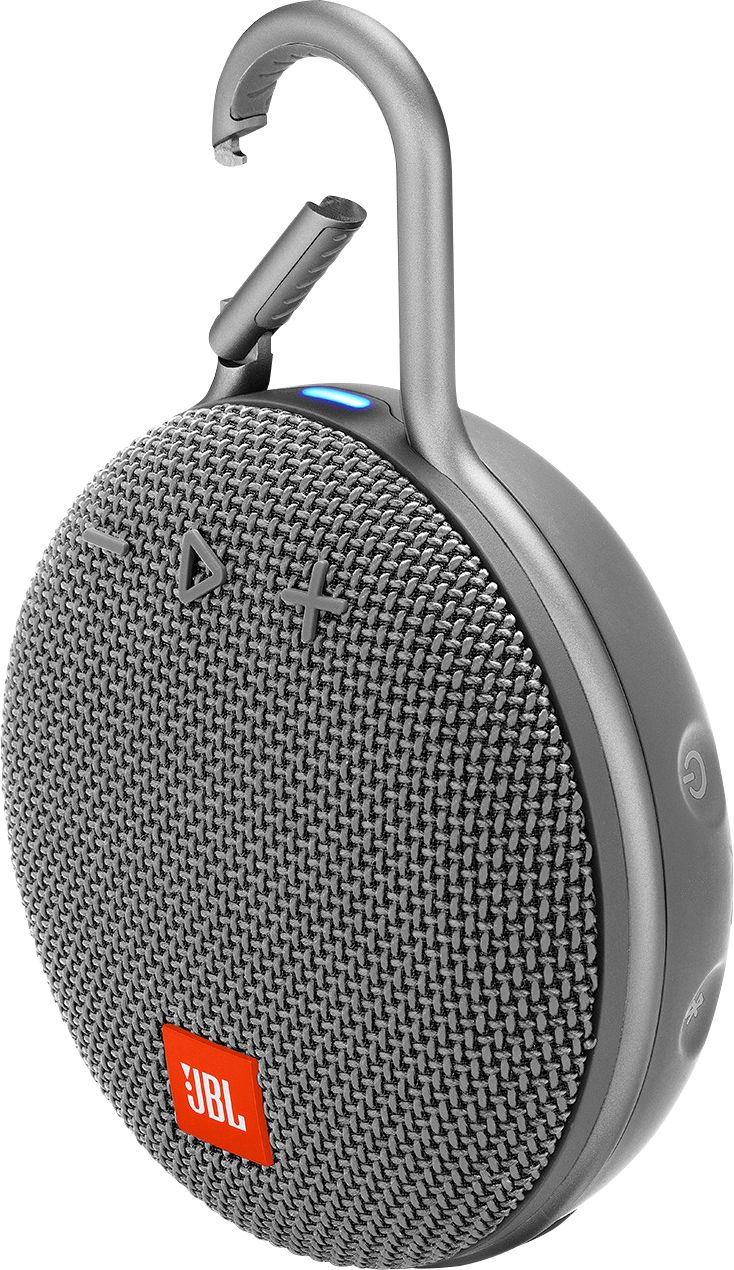 Left View: JBL - Clip 3 Portable Bluetooth Speaker - Gray