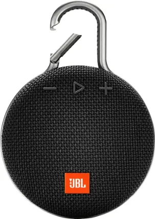 Front. JBL - Clip 3 Portable Bluetooth Speaker - Black.