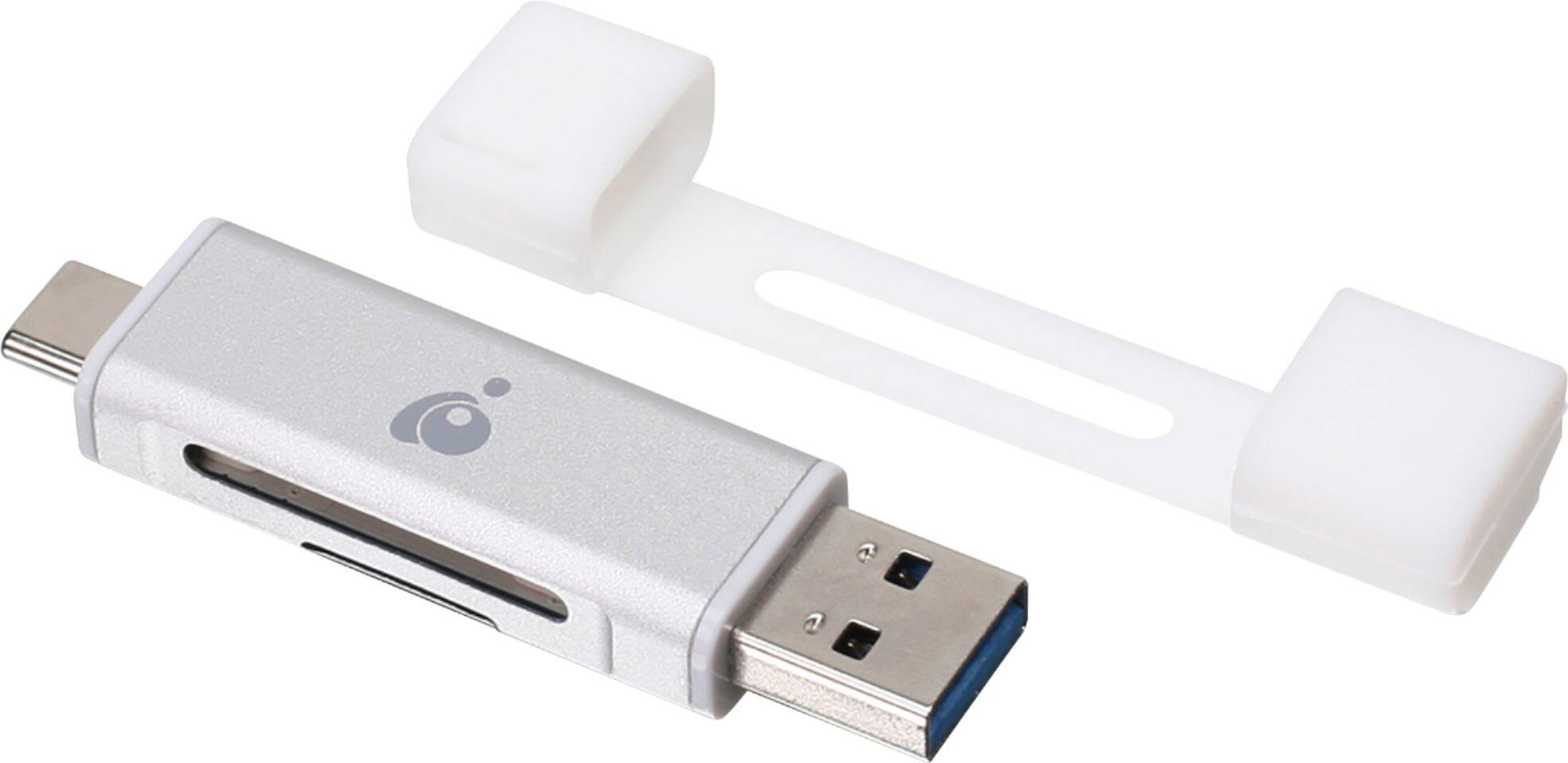 Front. IOGEAR - USB Type-C Duo Card Reader/Writer - Silver.