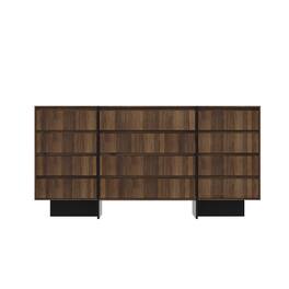 Famapy - Horizontal Dresser with 12 Drawers: Wood - Grain Finish & Silent Slides for Ample Storage - Brown