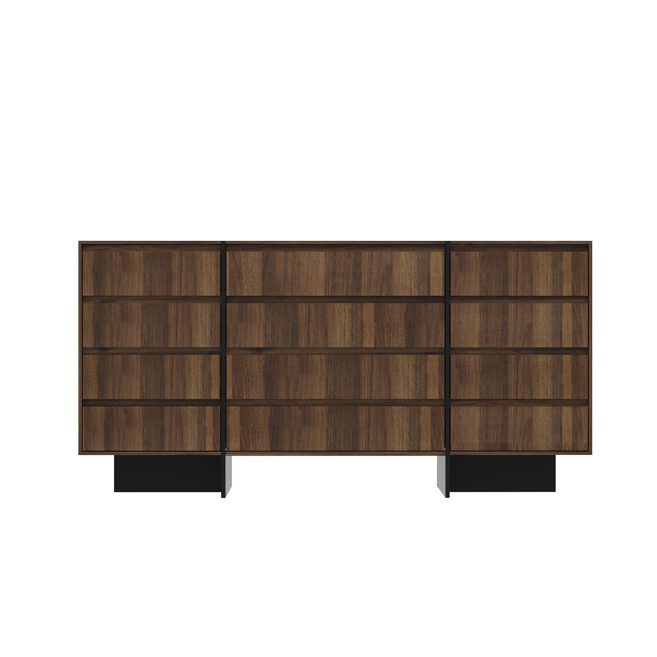 Front. Famapy - Famapy Horizontal Dresser with 12 Drawers: Wood - Grain Finish & Silent Slides for Ample Storage - Brown.
