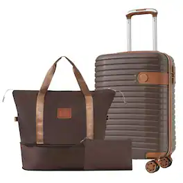 BreeBe - Luggage Sets 3 Piece Carry on Luggage Airline Approved, Lightweight Hardshell ABS Suitcases with Wheels, 20" - Brown