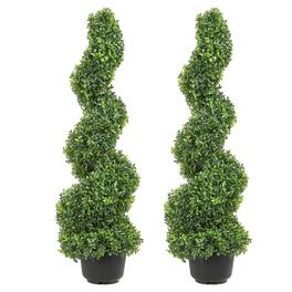 VEVOR - 2 pcs. Artificial Boxwood Tower Topiary Spiral Artificial Plant 91cm high Decorative Plant Plastic PE Iron - Green