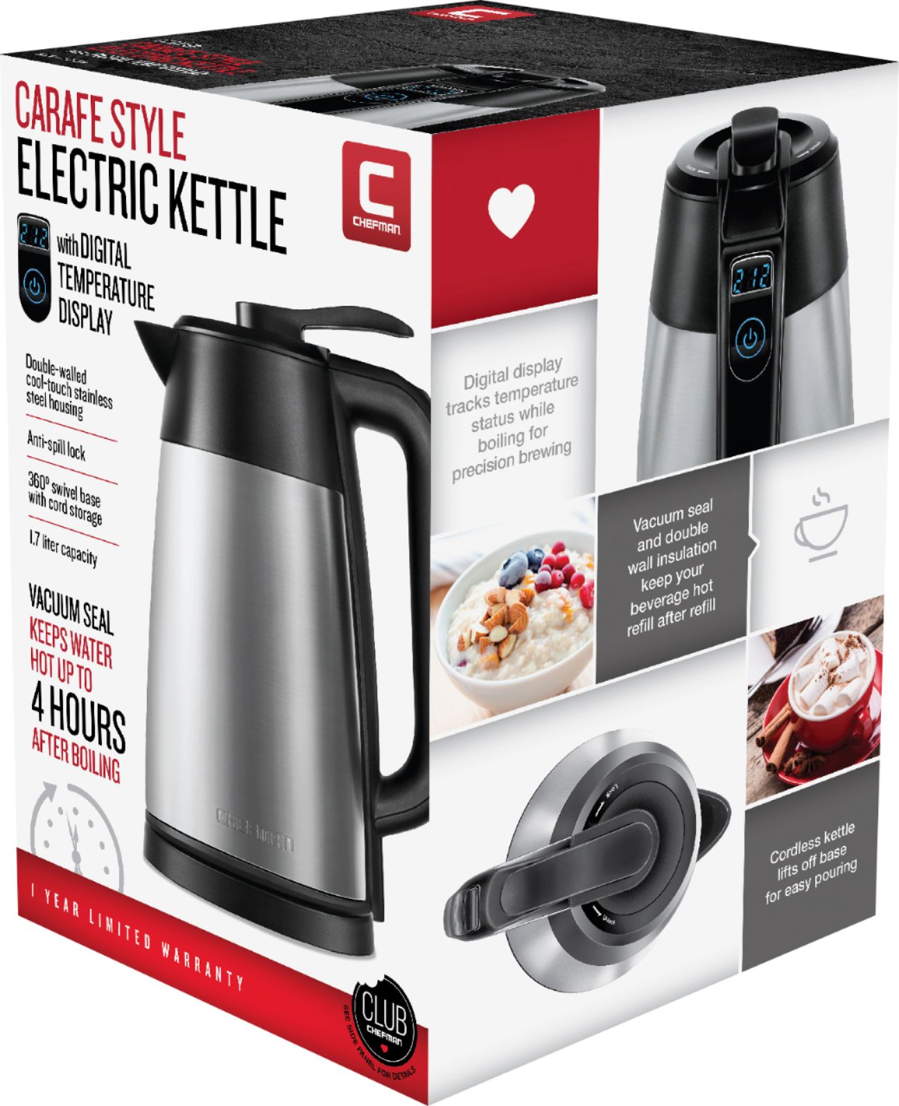 Best Buy: Chefman 1.7 Liter Electric Glass Tea Kettle w/ Auto Shut-Off  Black RJ11-17-GOPP