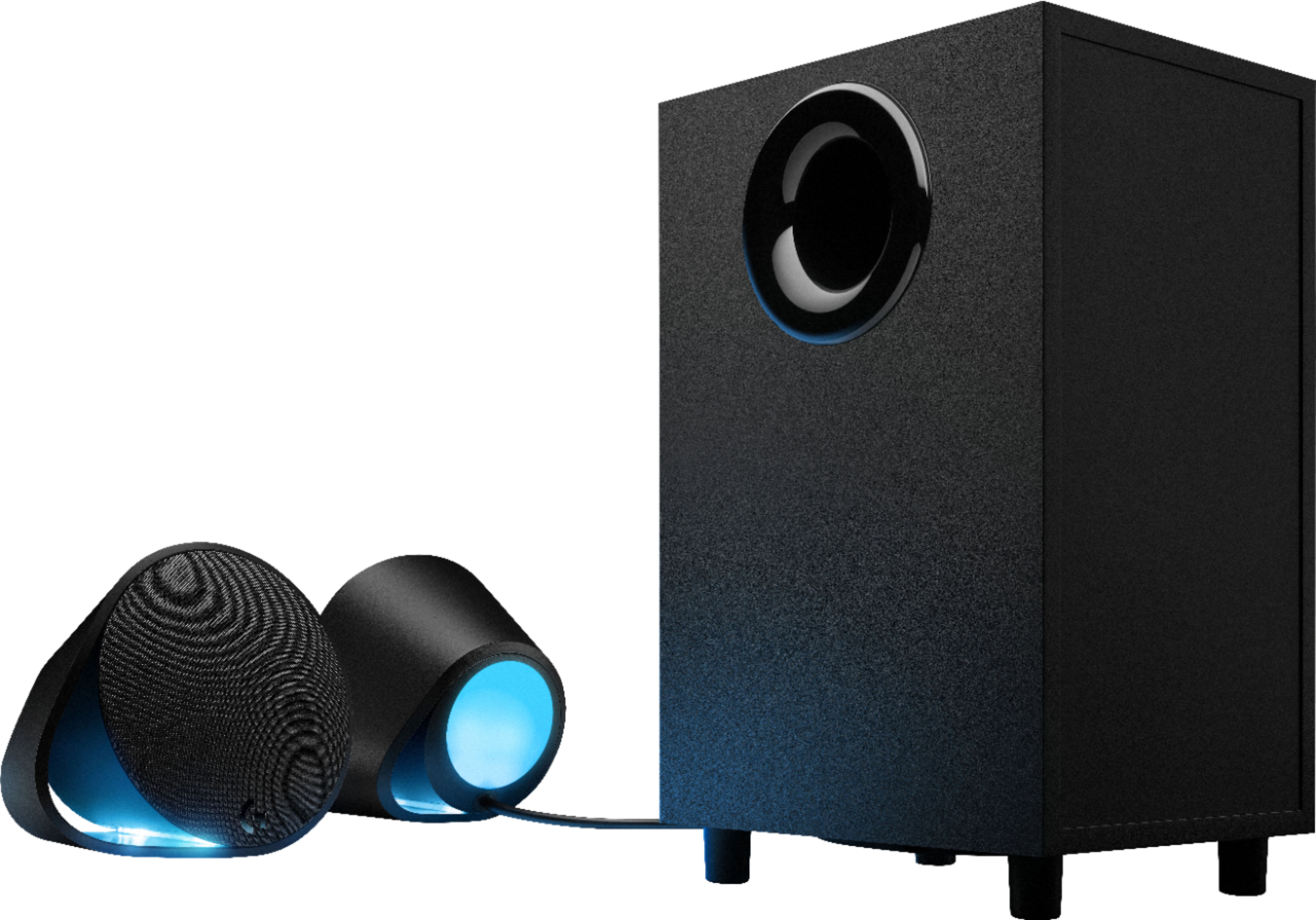 Left View: Logitech - G560 LIGHTSYNC 2.1 Bluetooth Gaming Speakers with Game Driven RGB Lighting (3-Piece) - Black