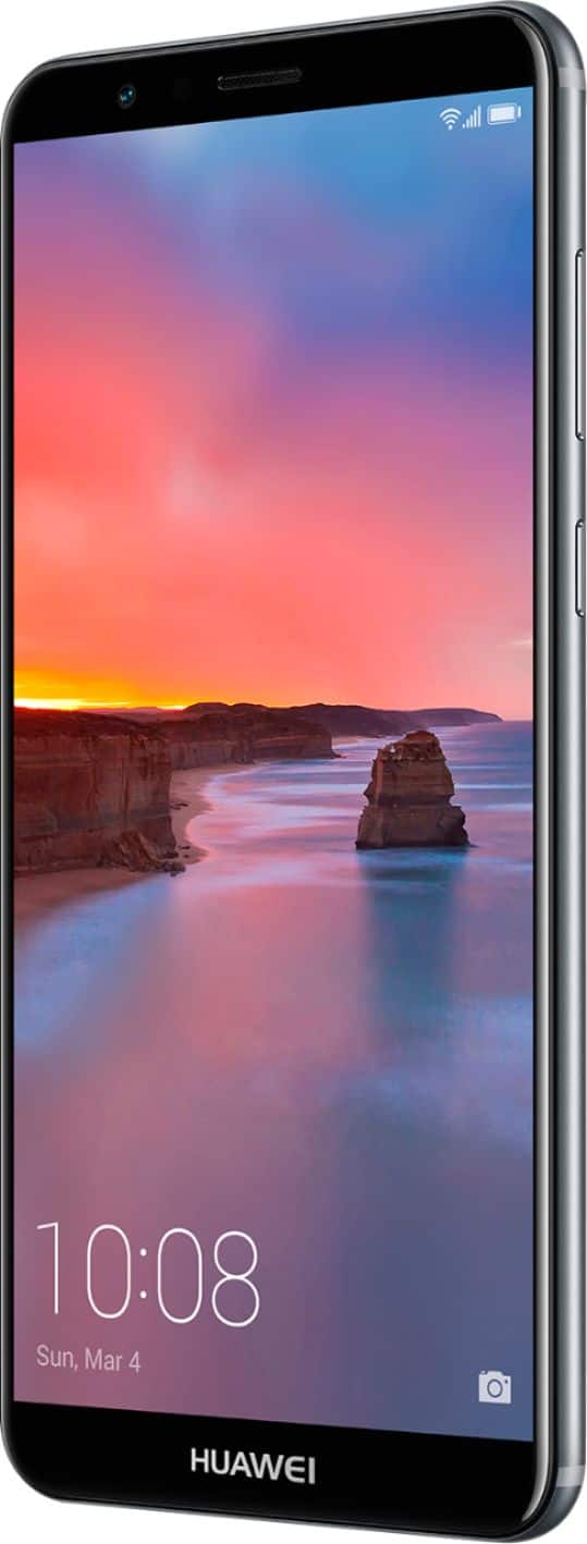 Left View: Huawei - Geek Squad Certified Refurbished Mate SE 4G LTE with 64GB Memory Cell Phone (Unlocked) - Gray