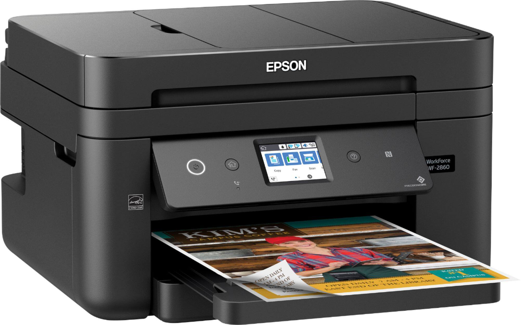 Angle. Epson - WorkForce WF-2860 Wireless All-In-One Inkjet Printer - Black.