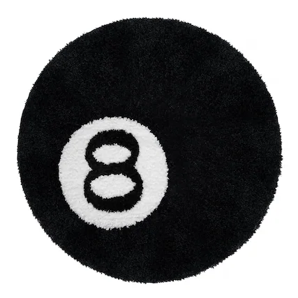 Front. Fabibe - 8 Ball Rug 24 Inch Large Black Round For Home Decor Cool Eight Bedroom Living Room Housewarming Gift - 2' (Round).