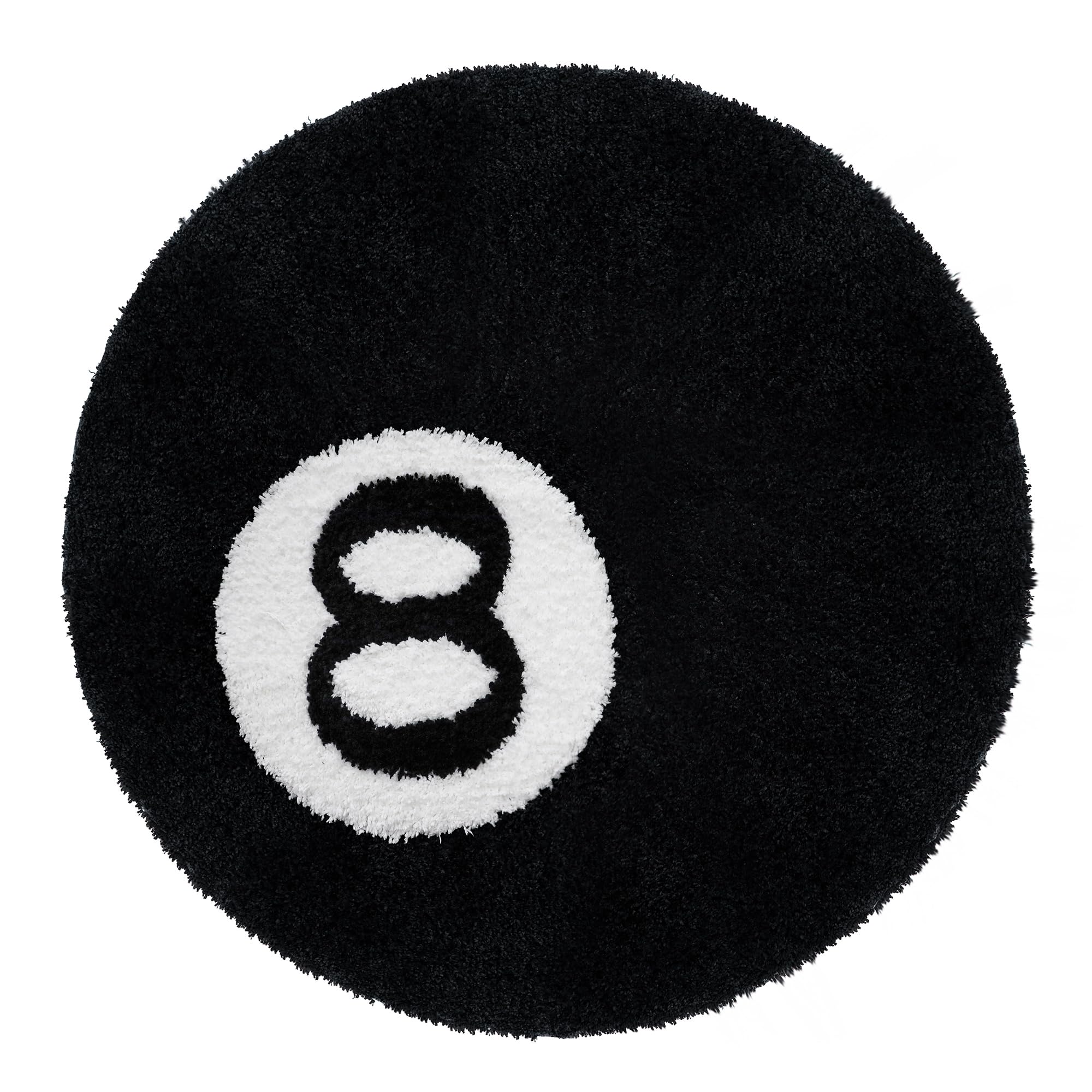 Front. Fabibe - 8 Ball Rug 24 Inch Large Black Round For Home Decor Cool Eight Bedroom Living Room Housewarming Gift - 2' (Round).