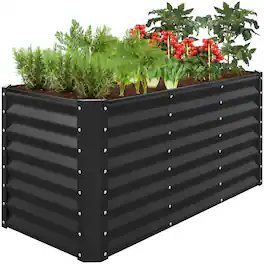 Best Choice Products - 4x2x2ft Outdoor Metal Raised Garden Bed for Vegetables Flowers Herbs - Black