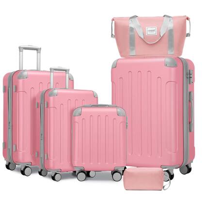 Front. BreeBe - Luggage Sets 6 Piece with Duffel Bags, Hardside Expandable Suitcases with Spinner Wheels TSA Lock, Pink - Pink.
