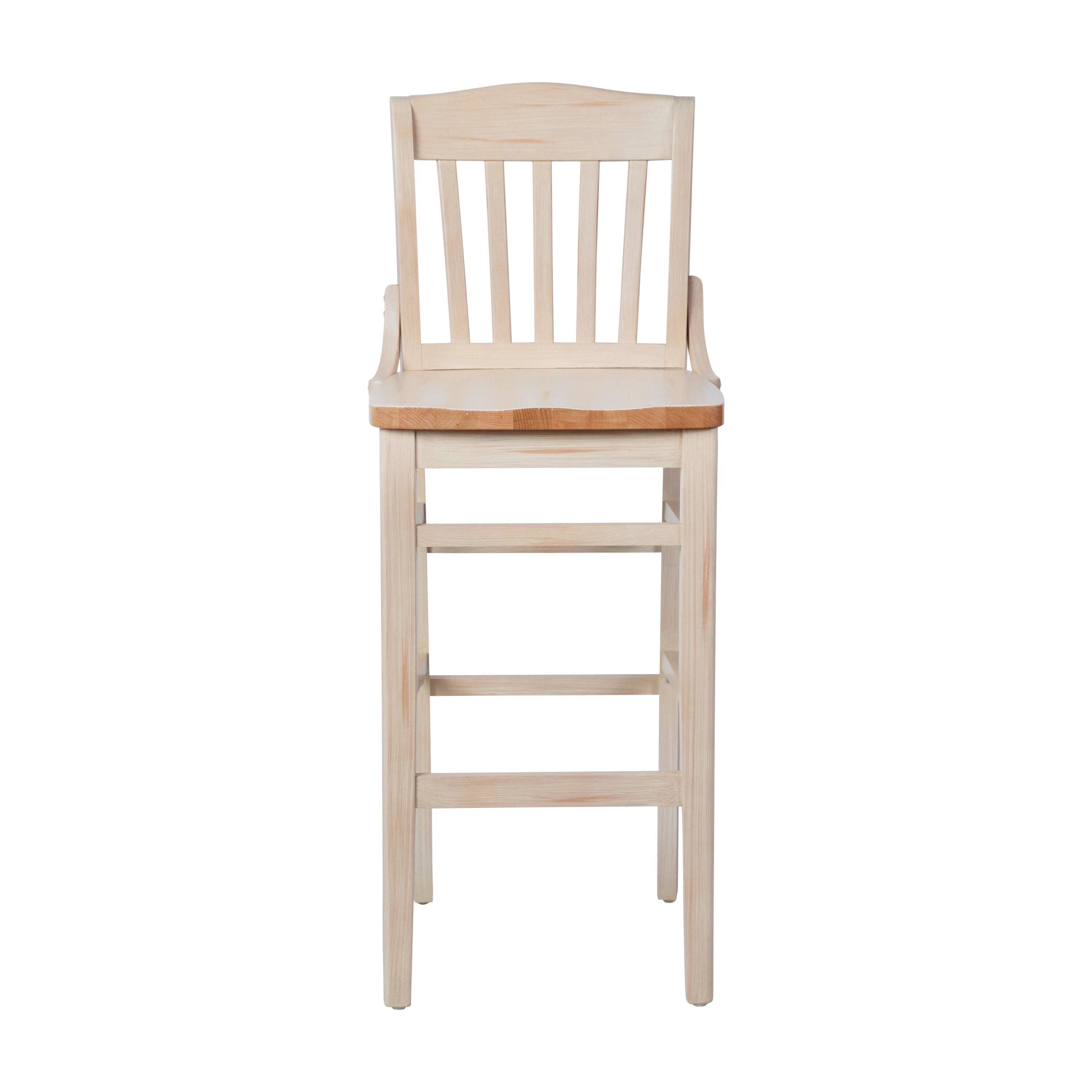Angle. Flash Furniture - HERCULES School House Back Antique White Wood Restaurant Barstool - White.