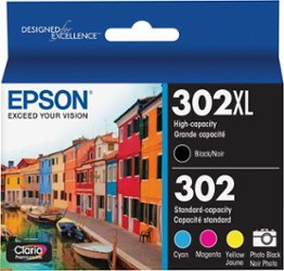 Epson - 302/302XL 5-Pack High-Yield and Standard Capacity Ink Cartridges - Cyan/Magenta/Yellow/Black & Photo Black - Front_Zoom