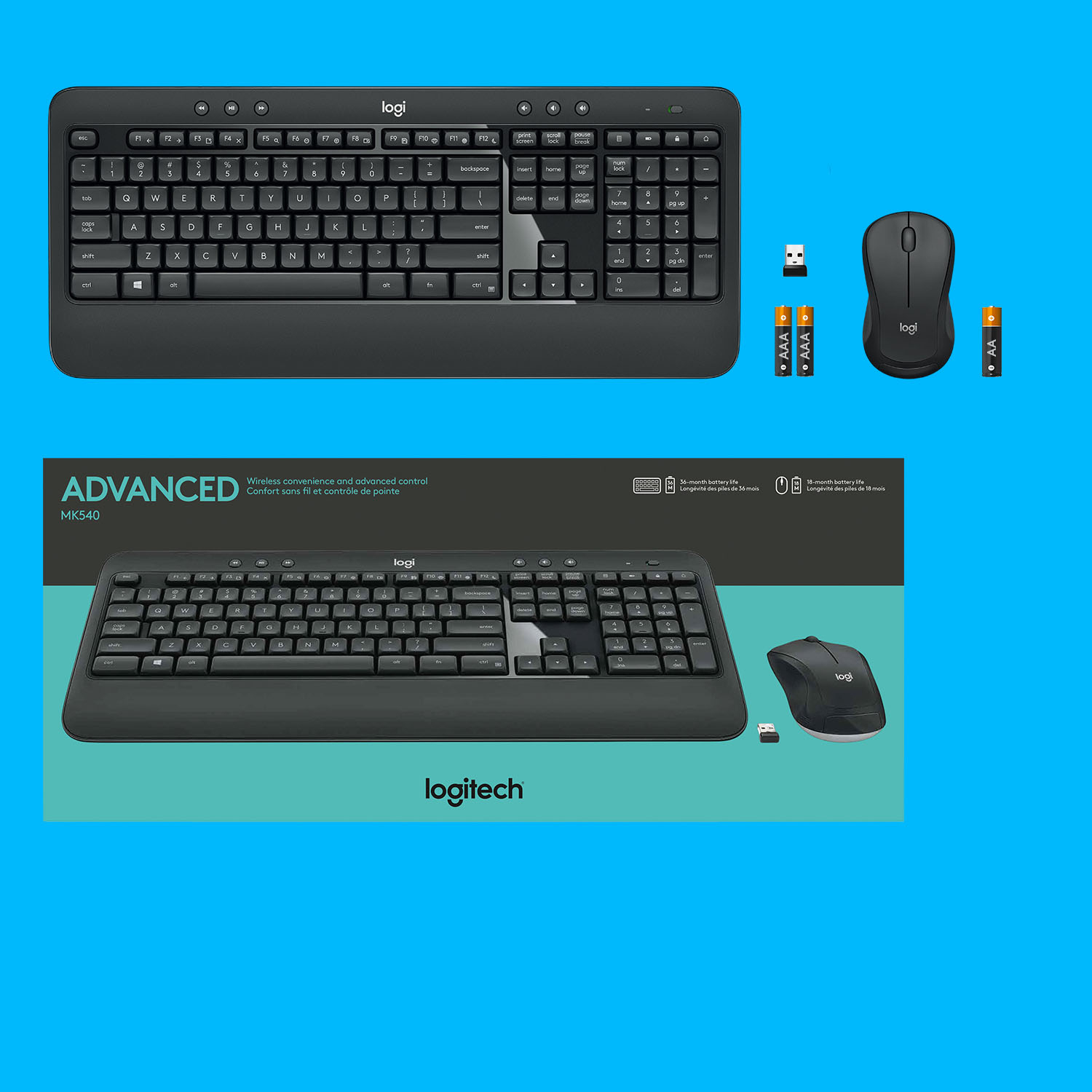 Svaghed Ikke nok Wings Logitech MK540 Full-size Advanced Wireless Scissor Keyboard and Mouse Combo  for PC Black 920-008671 - Best Buy