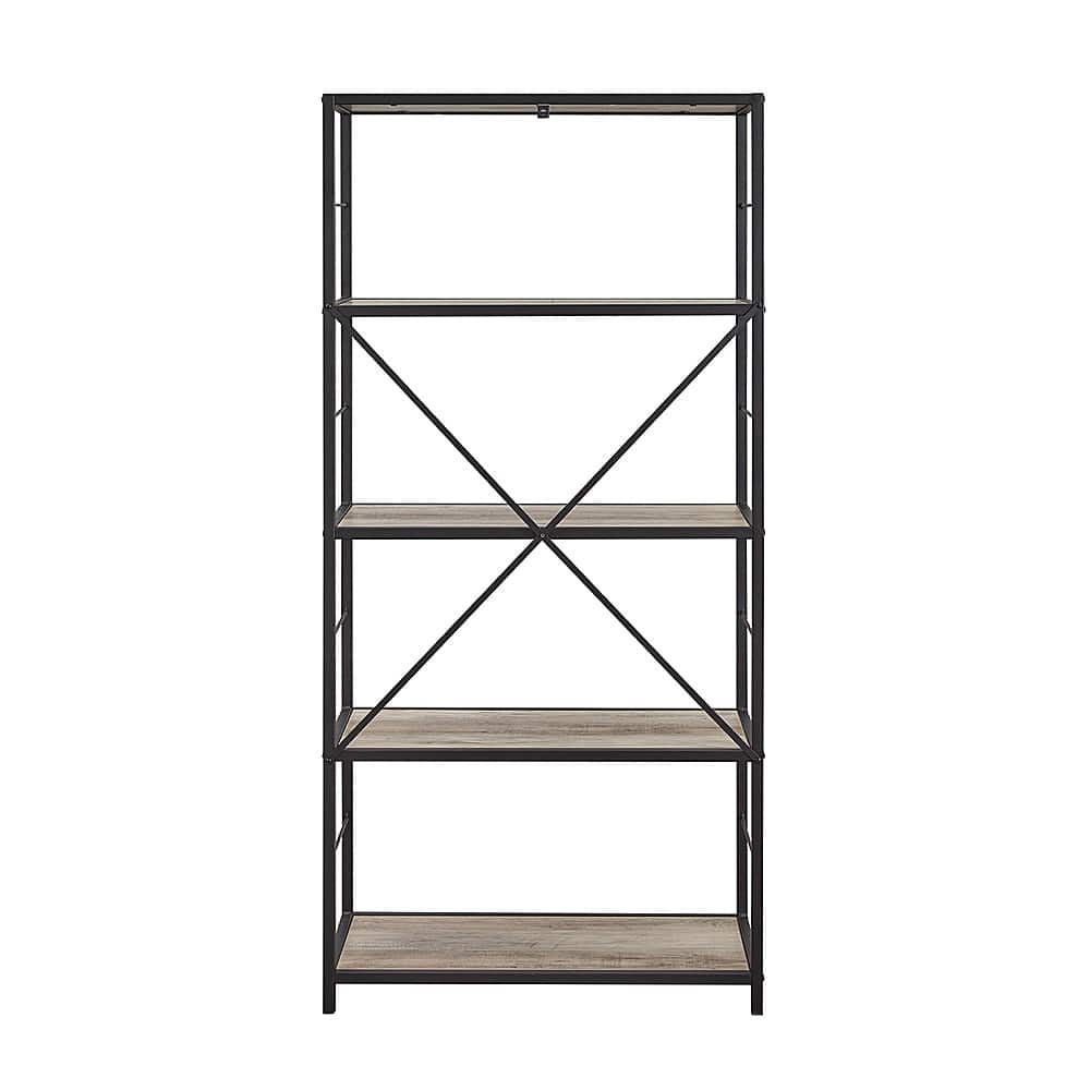 Best Buy: Walker Edison Rustic Industrial Metal and Wood 5-Shelf ...