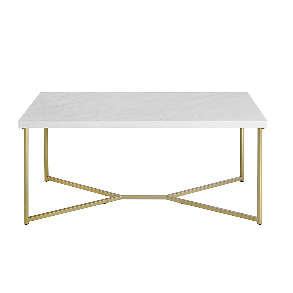 Walker Edison Luxe Mid Century Modern Y-Leg Coffee Table White Faux Marble  And Gold Finish BBF42LUXWMG - Best Buy