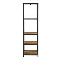 Walker Edison - X-frame Industrial Wood and Metal 4-Shelf Bookcase - Rustic Oak - Front_Zoom