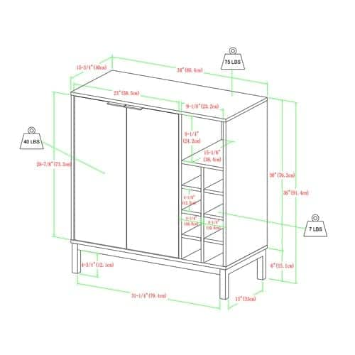 Angle View: Walker Edison - Bar Cabinet with Wine Storage - Dark Walnut