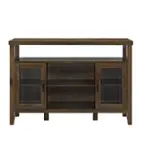 Front. Walker Edison - Tall Storage Buffet TV Stand for TVs up to 55" - Dark Walnut.
