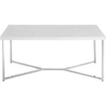 Front. Walker Edison - Luxe Mid Century Modern Y-Leg Coffee Table - White Faux Marble And Chrome Finish.