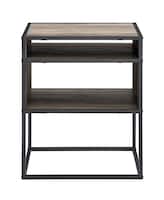 Walker Edison - Industrial Modern End / Side Table - Gray Wash - Front_Zoom