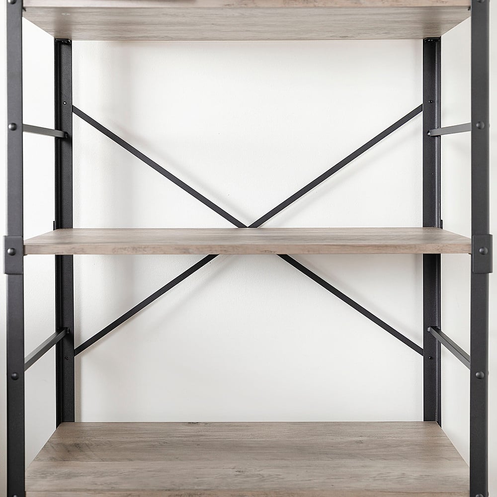 Best Buy Walker Edison Industrial Wood 4Shelf Bookcase Gray Wash