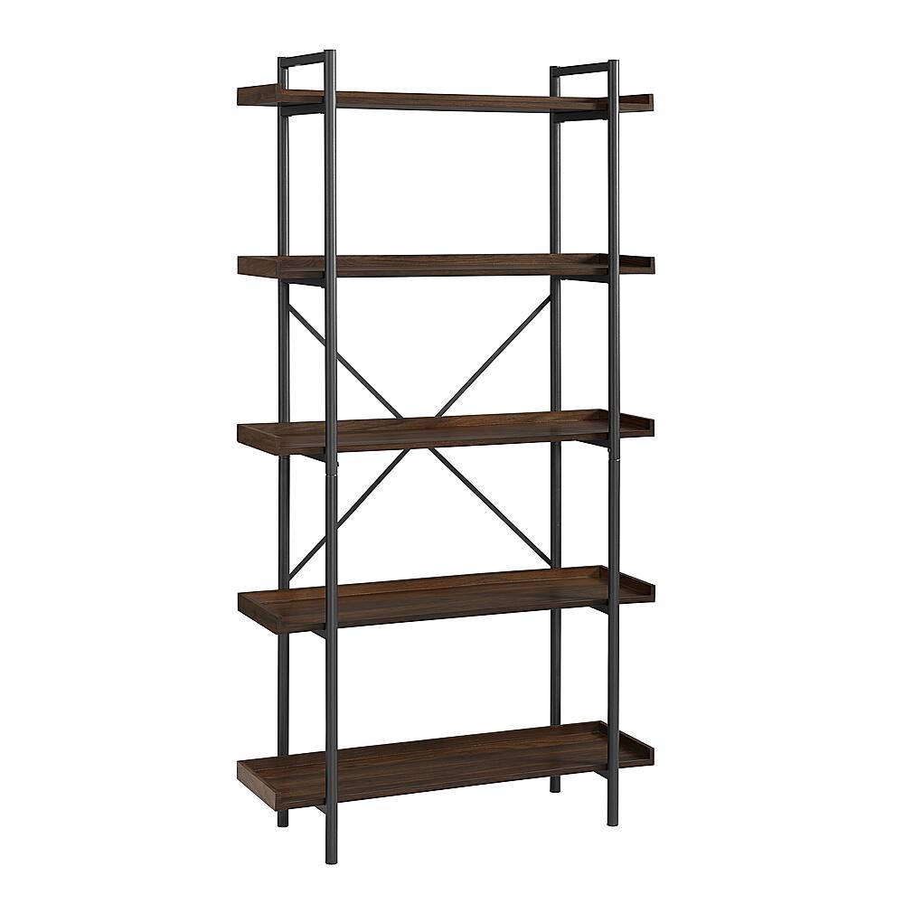 Angle. Walker Edison - Urban Pipe 5-Shelf Bookcase - Dark Walnut.