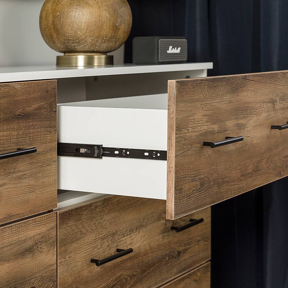 Alt View 19. Walker Edison - 52" Modern 6-Drawer Dresser - White/Rustic Oak.