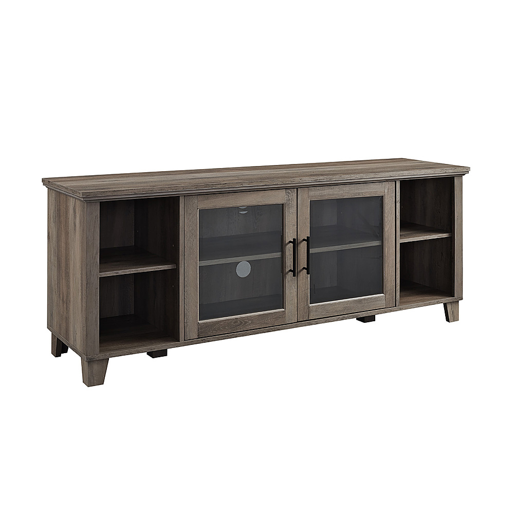 Angle View: Walker Edison - Modern Tall Buffet Cabinet TV Stand for Most TVs Up to 65" - Brown White