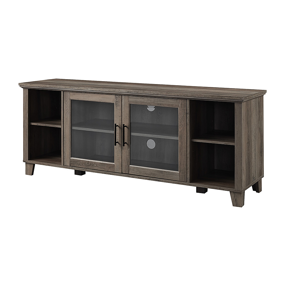 Left View: Walker Edison - Rustic Farmhouse Columbus TV Stand Cabinet for Most Flat-Panel TVs Up to 65" - White Oak