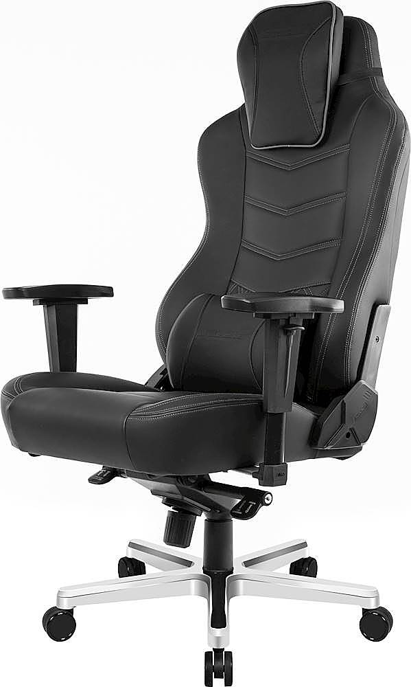 Left View: AKRacing - Office Series Onyx Real Leather Computer Chair - Black