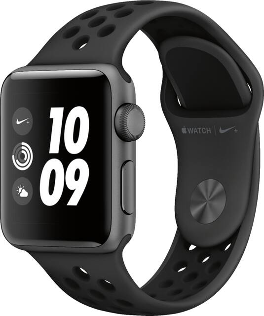 Apple Watch Nike Series 3 Gps 38mm Case With Anthracite Black Nike Sport Band Space Gray Aluminum Mtf12ll A Best Buy