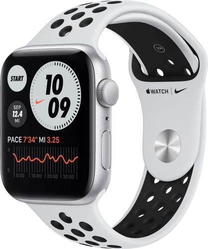 Apple Watch Nike SE (GPS) 44mm Silver Aluminum Case with Pure Platinum/Black Nike Sport Band - Silver