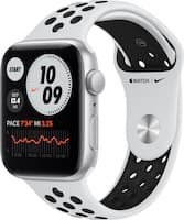 Apple Watch Nike SE (GPS) 44mm Silver Aluminum Case with Pure Platinum/Black Nike Sport Band - Silver - Front_Zoom