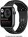 Front. Apple - Apple Watch Nike Series 6 (GPS) 44mm Aluminum Case with Anthracite/Black Nike Sport Band - Space Gray.