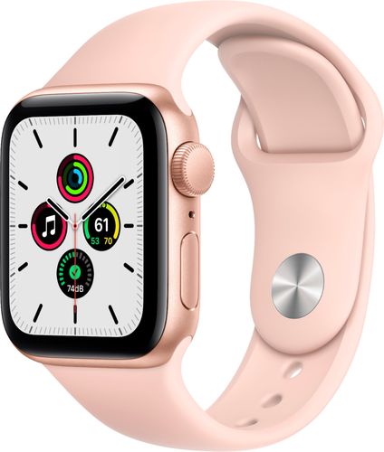 Apple Watch SE (GPS) 40mm Gold Aluminum Case with Pink Sand Sport Band - Gold