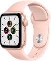 Front Zoom. Apple Watch SE (GPS) 40mm Gold Aluminum Case with Pink Sand Sport Band - Gold.
