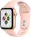 Front. Apple - Apple Watch SE (GPS) 40mm Gold Aluminum Case with Pink Sand Sport Band - Gold.
