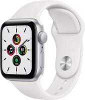 Apple Watch SE (GPS) 40mm Silver Aluminum Case with White Sport Band - Silver - Front_Zoom