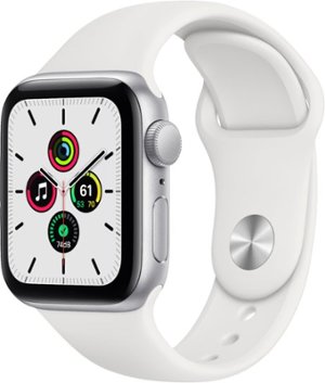 Apple Watch SE (GPS) 40mm Silver Aluminum Case with White Sport Band - Silver